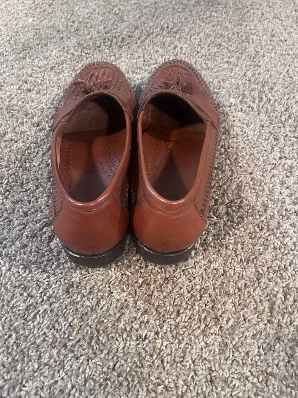 Bass Mens Bellagio Dress Loafers 10.5 M Leather Brown Woven Tassel Slip On Shoes